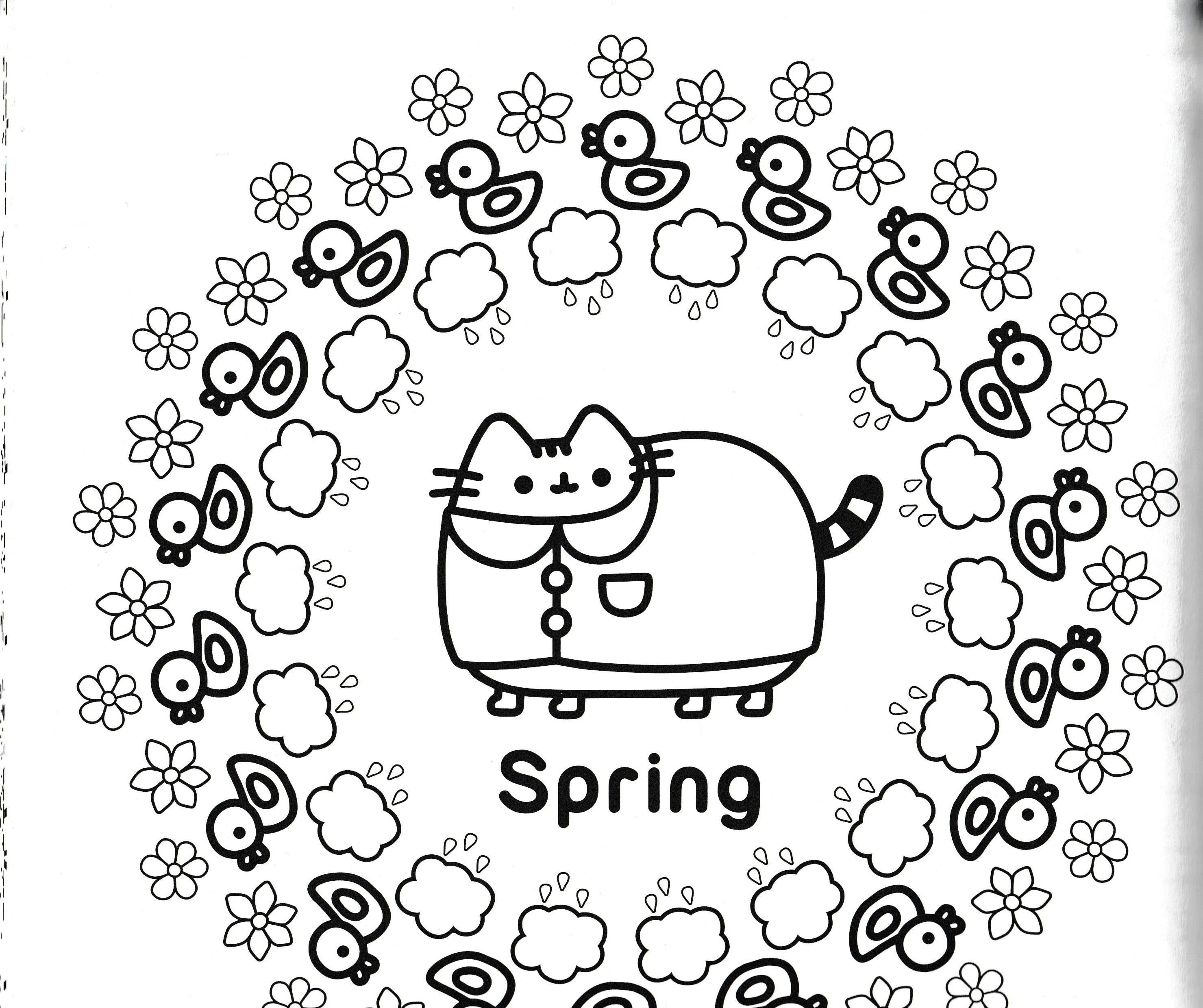 Colouring page: Spring cat